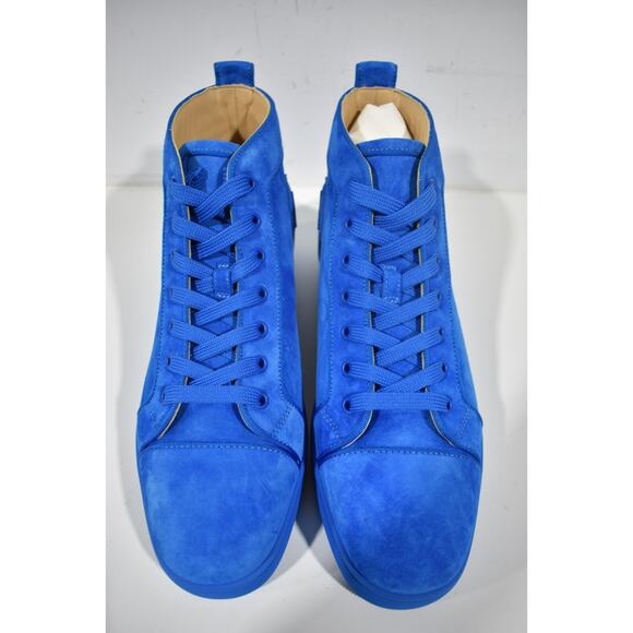 Christian Louboutin Louis Orlato Flat Alize Blue Suede High Top Sneaker 43 10 - Picture 4 of 8